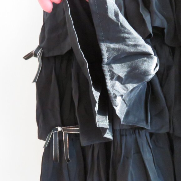 LOLITA Whimsigoth Black Tiered Ruffled Faux Leather Smocked Dress - Picture 10 of 16